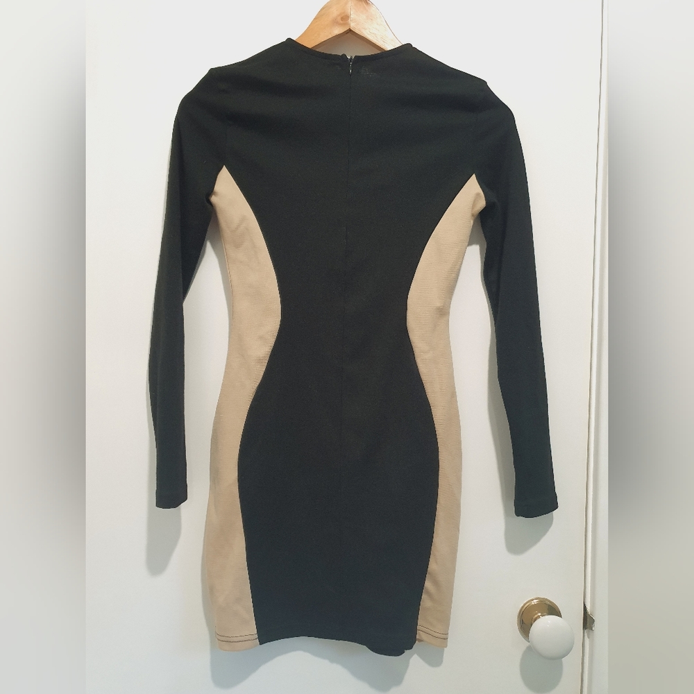 Lookbook Store size 6 beige/black bodycon illusion dress NWT - Picture 5 of 5